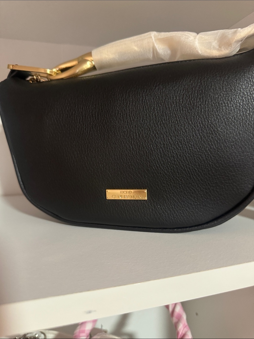 BCBGeneration Black Shoulder Bag with Gold Hardware